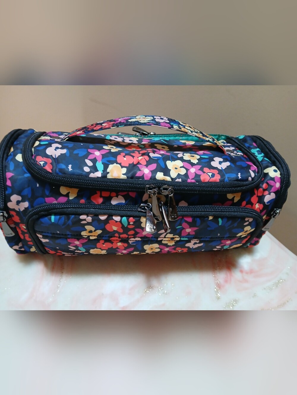 LUG Mini Trolley Cosmetic Case In Wildflower Black